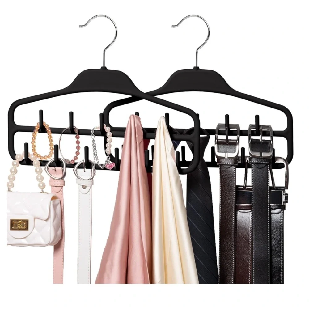 Black Multi-Purpose Hangers for belts, ties, accessories, etc. Set of Two